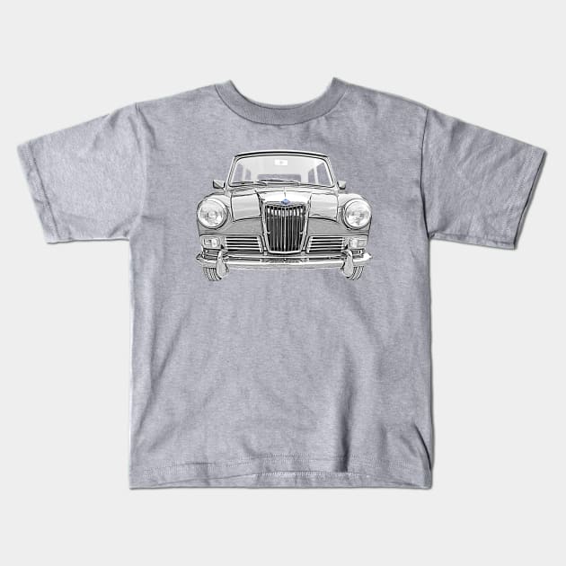 Riley Elf 1960s British classic car monochrome Kids T-Shirt by soitwouldseem